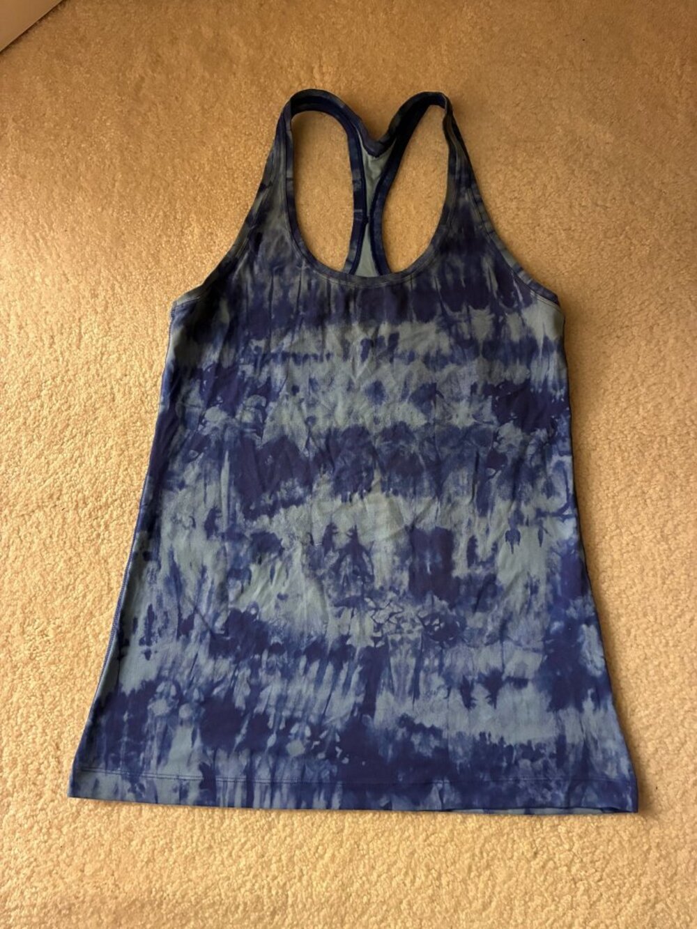 Lululemon Cool Racerback Tank Diamond Dye Blue Sz 8 Nulu Yoga